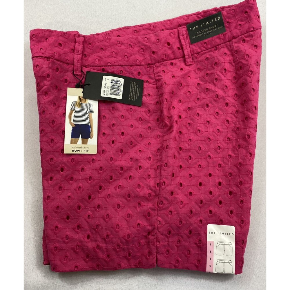 The Limited Womens Hot Pink Eyelet Tailored Fit Shorts NWT MSRP $50 Size 6